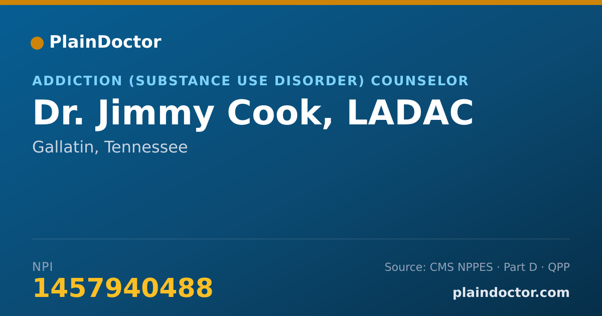 Shareable card for Jimmy Cook, LADAC - Addiction (Substance Use Disorder) Counselor, Gallatin, TN