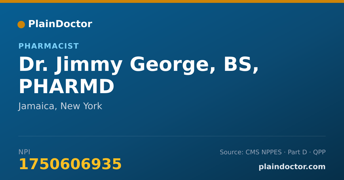 Shareable card for Jimmy George, BS, PHARMD - Pharmacist, Jamaica, NY