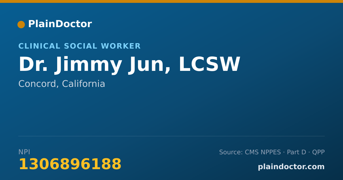 Shareable card for Jimmy Jun, LCSW - Clinical Social Worker, Concord, CA