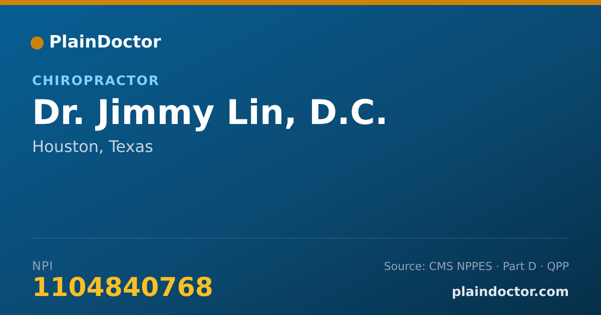 Shareable card for Jimmy Lin, D.C. - Chiropractor, Houston, TX