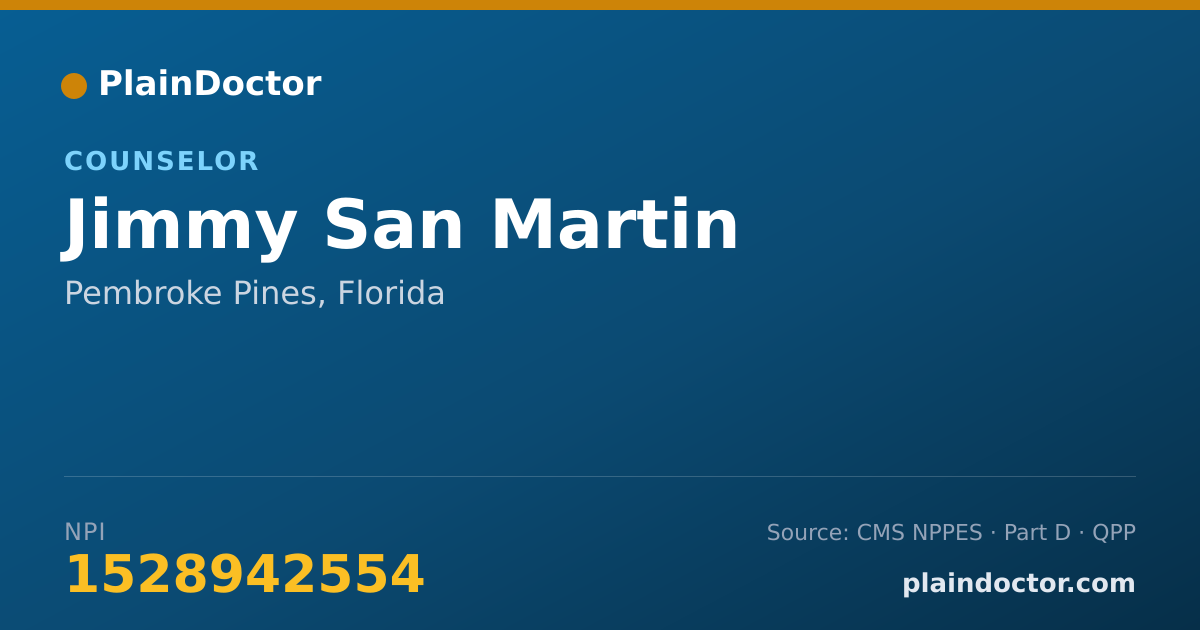 Shareable card for Jimmy San Martin - Counselor, Pembroke Pines, FL