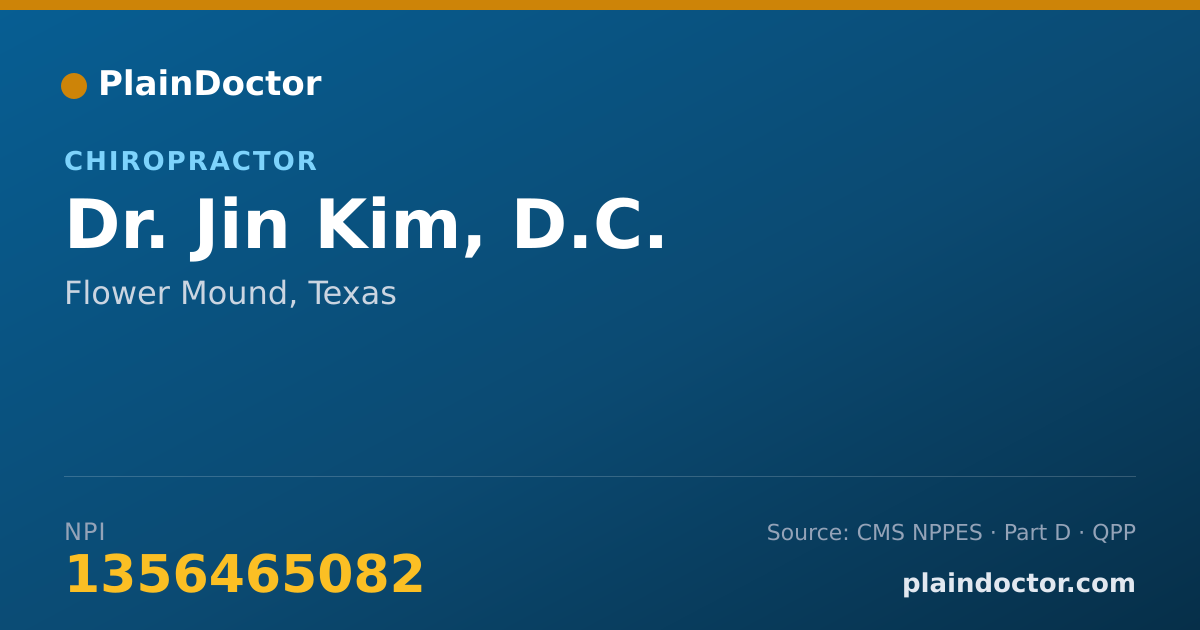 Shareable card for Jin Kim, D.C. - Chiropractor, Flower Mound, TX