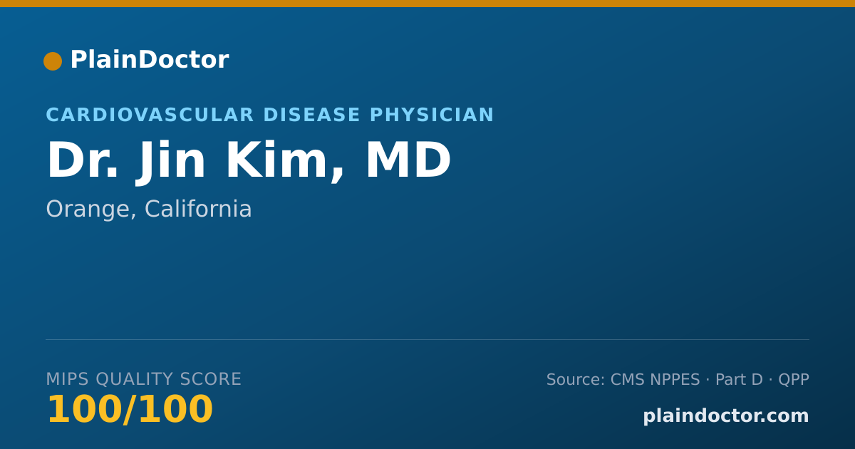 Shareable card for Jin Kim, MD - Cardiovascular Disease Physician, Orange, CA