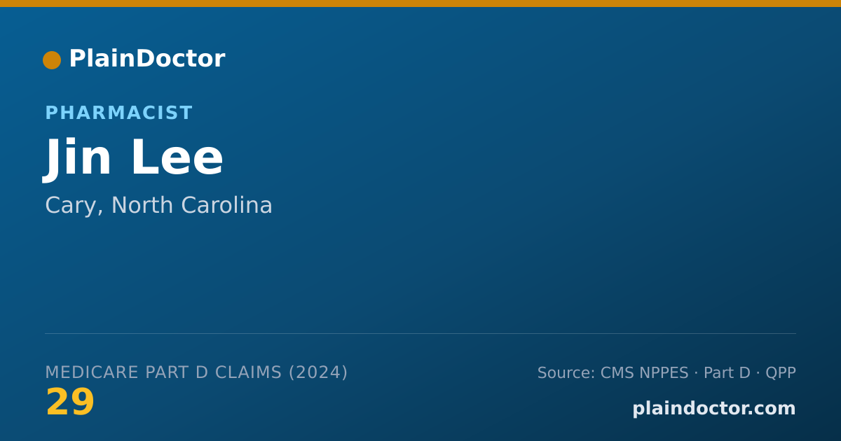Shareable card for Jin Lee - Pharmacist, Cary, NC