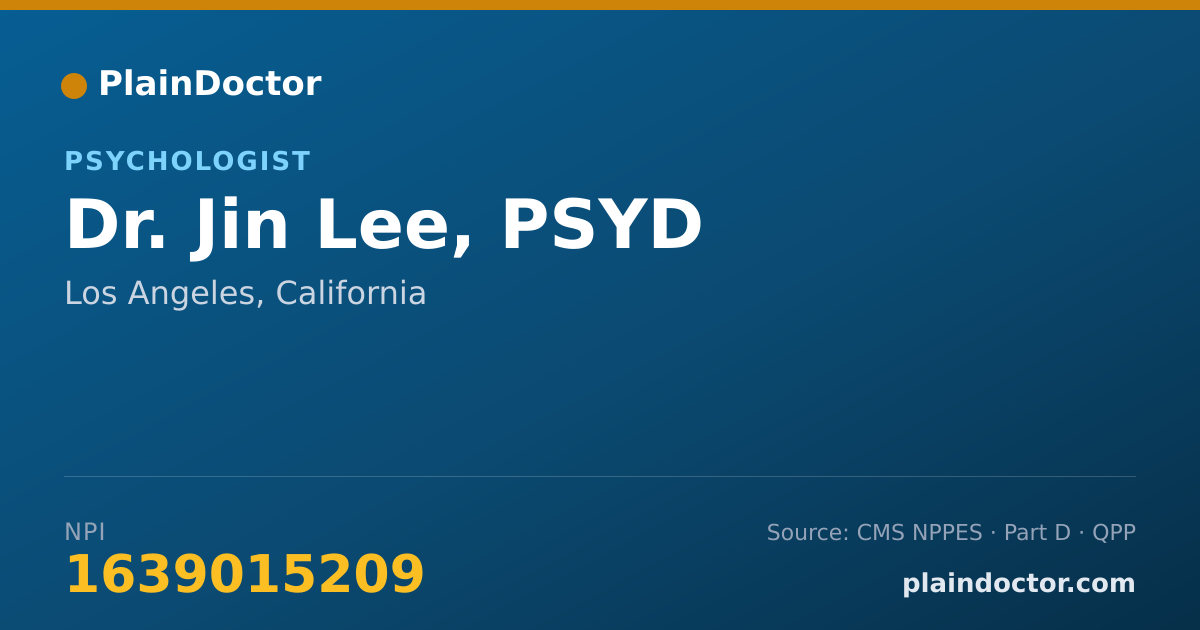 Shareable card for Jin Lee, PSYD - Psychologist, Los Angeles, CA