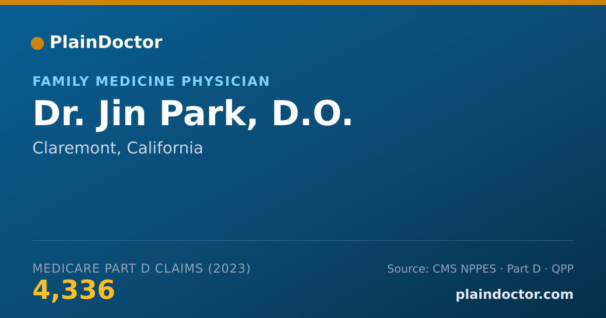 Shareable card for Jin Park, D.O. - Family Medicine Physician, Claremont, CA