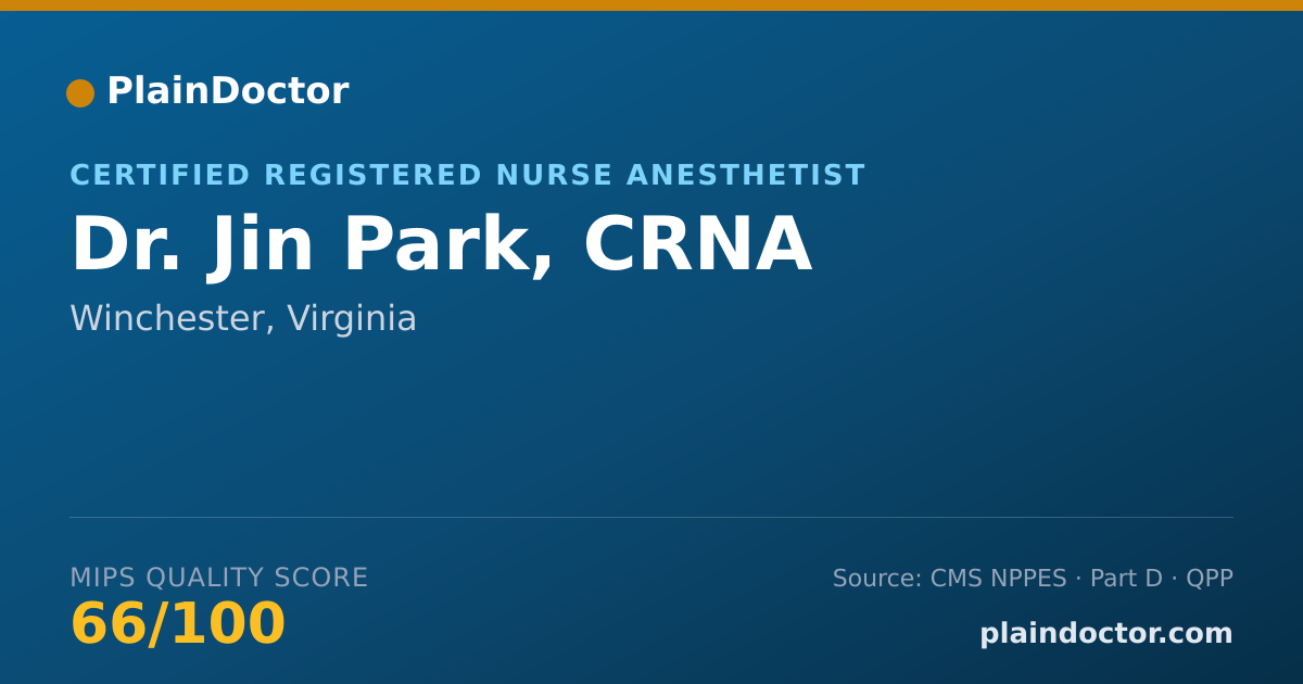 Shareable card for Jin Park, CRNA - Certified Registered Nurse Anesthetist, Winchester, VA