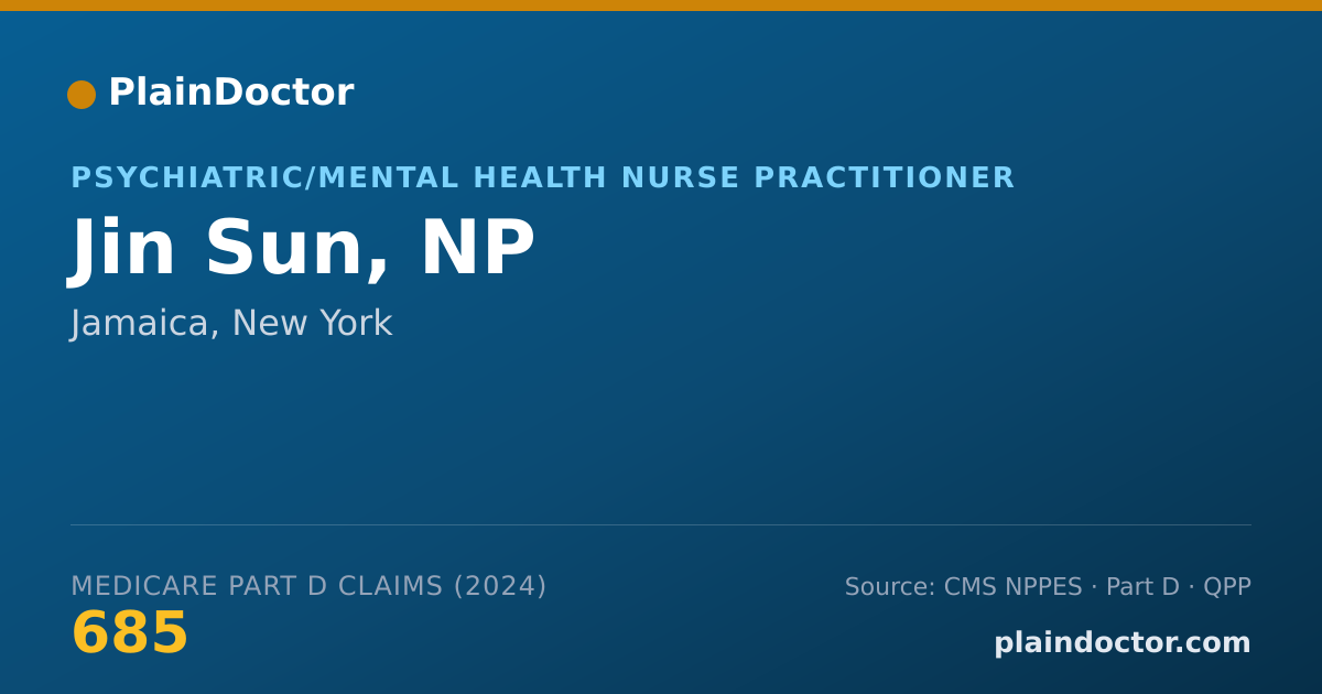 Shareable card for Jin Sun, NP - Psychiatric/Mental Health Nurse Practitioner, Jamaica, NY