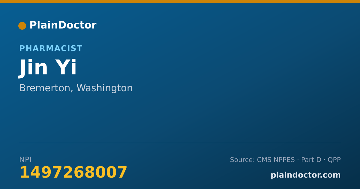 Shareable card for Jin Yi - Pharmacist, Bremerton, WA