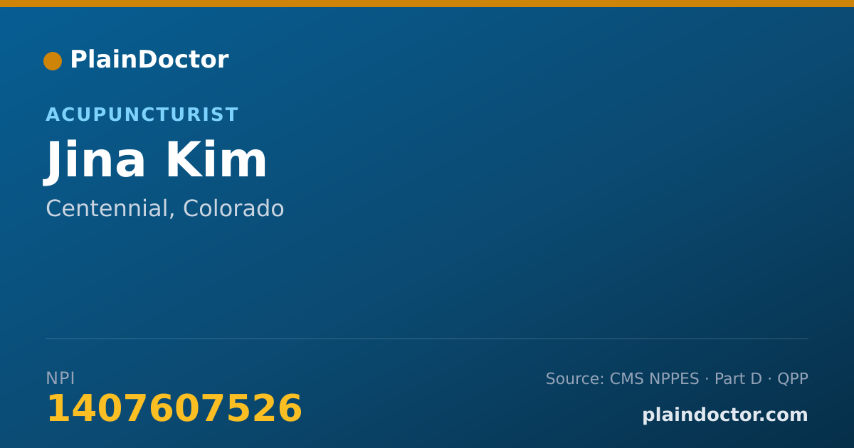 Shareable card for Jina Kim - Acupuncturist, Centennial, CO