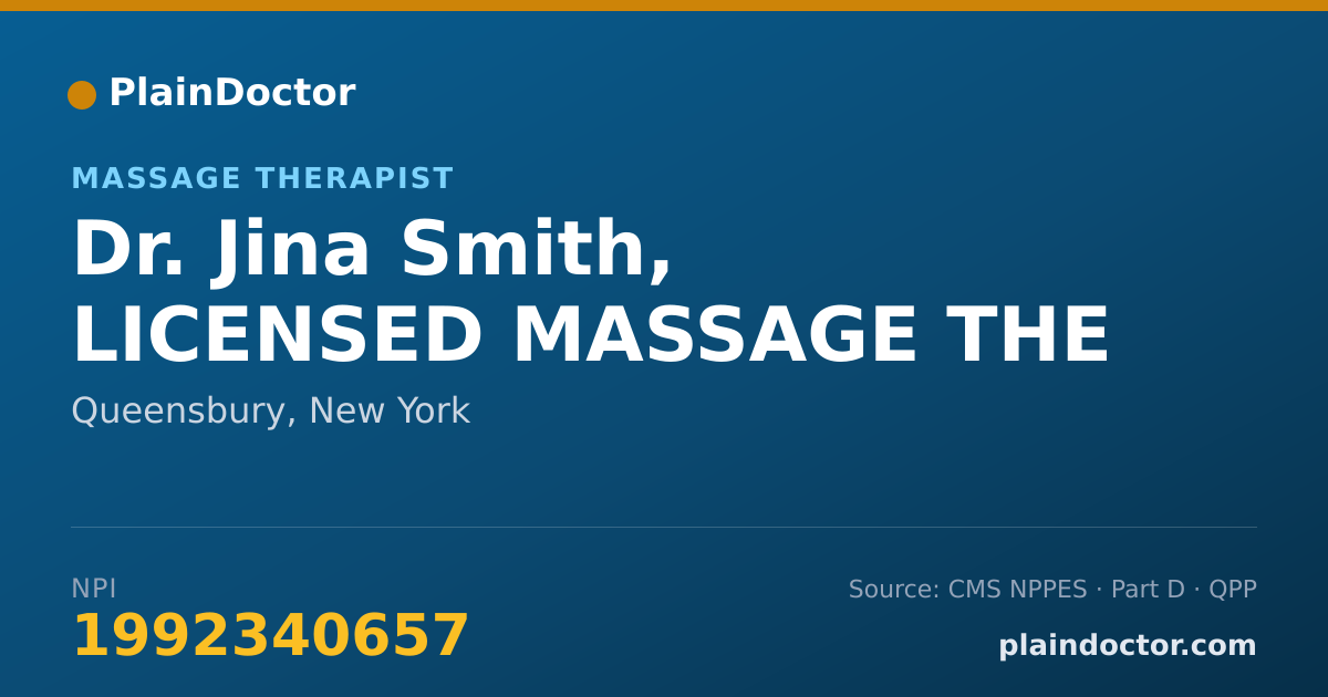 Shareable card for Jina Smith, LICENSED MASSAGE THE - Massage Therapist, Queensbury, NY