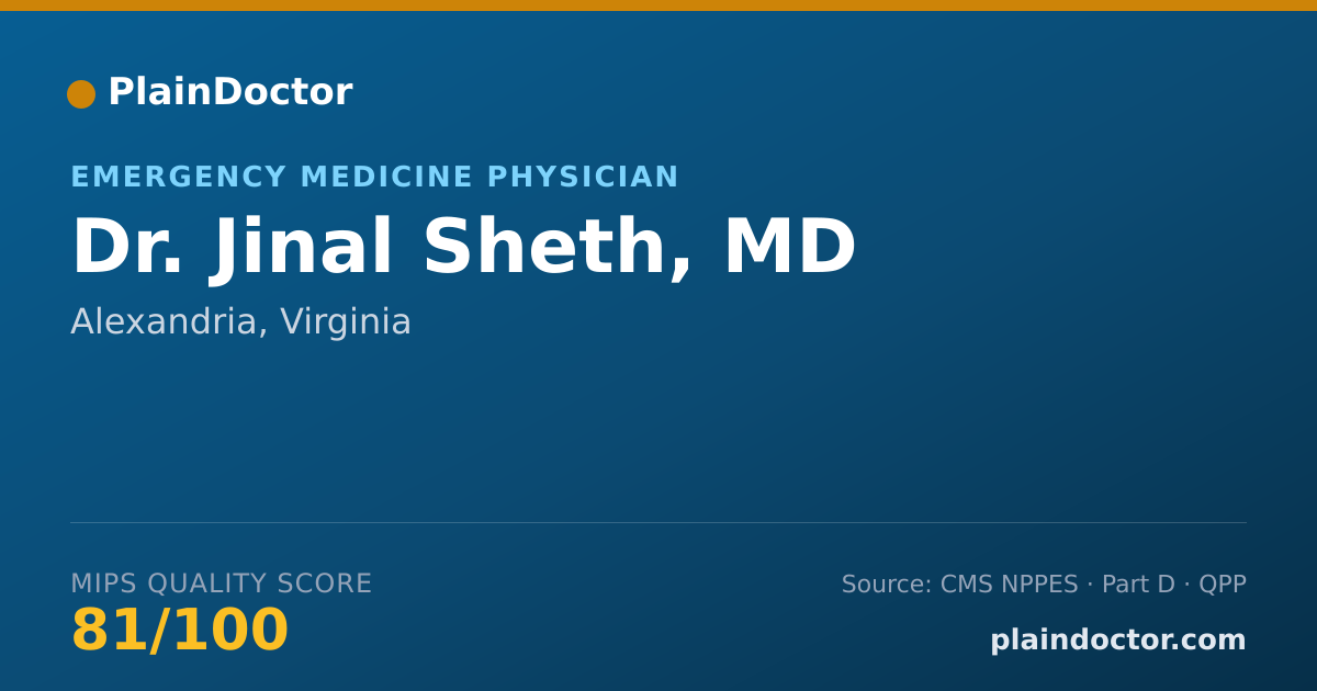 Shareable card for Jinal Sheth, MD - Emergency Medicine Physician, Alexandria, VA