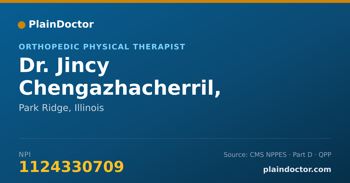 Shareable card for Jincy Chengazhacherril, PT,DPT - Orthopedic Physical Therapist, Park Ridge, IL