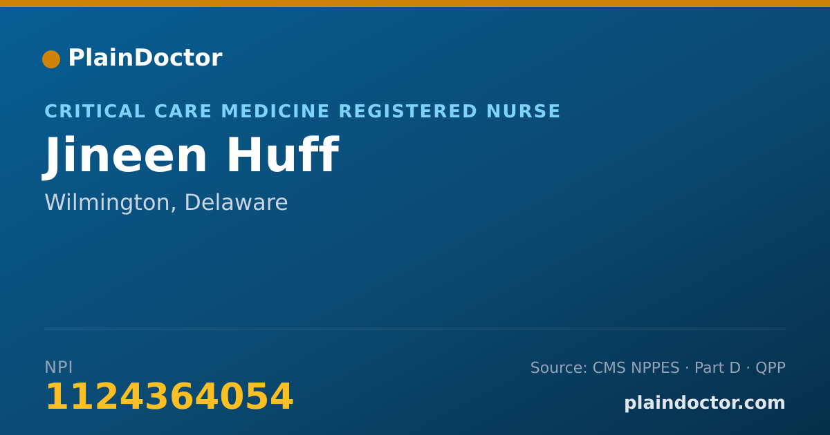 Shareable card for Jineen Huff - Critical Care Medicine Registered Nurse, Wilmington, DE