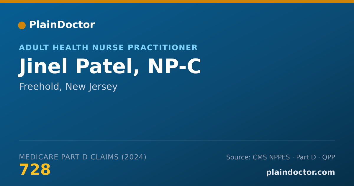 Shareable card for Jinel Patel, NP-C - Adult Health Nurse Practitioner, Freehold, NJ
