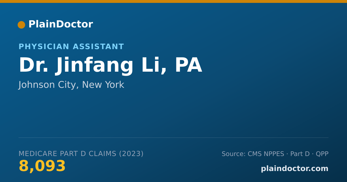 Shareable card for Jinfang Li, PA - Physician Assistant, Johnson City, NY