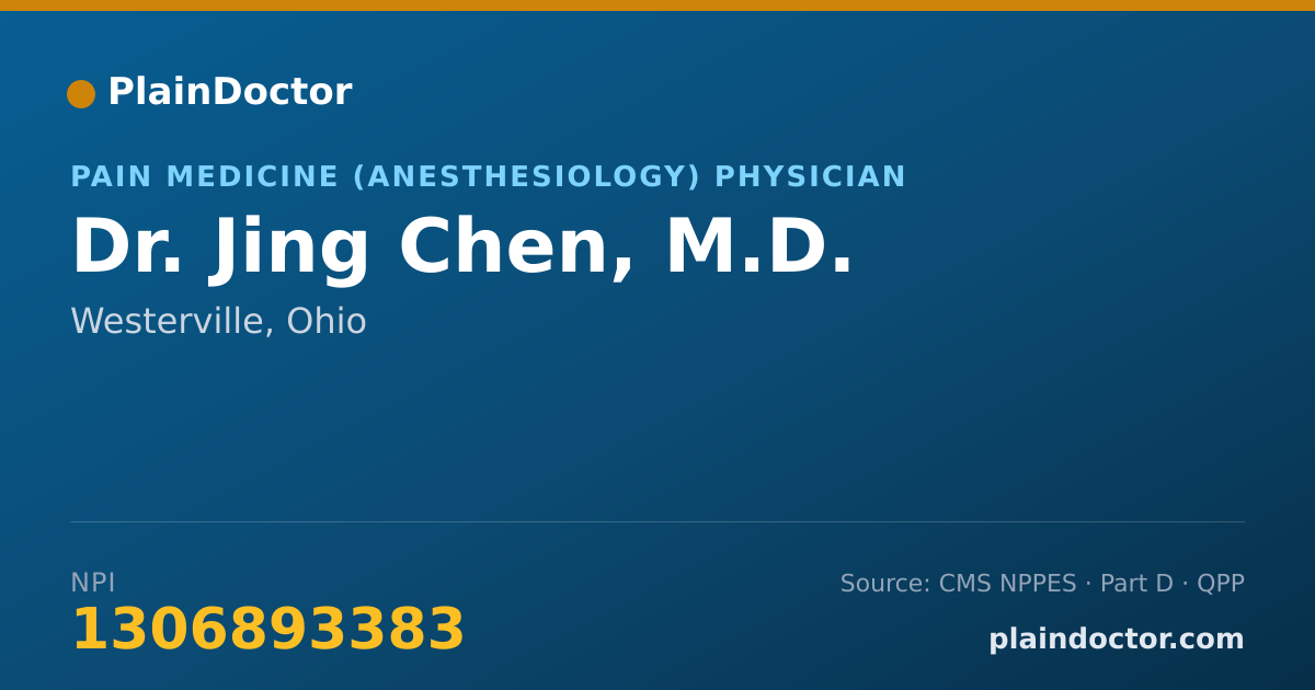 Shareable card for Jing Chen, M.D. - Pain Medicine (Anesthesiology) Physician, Westerville, OH