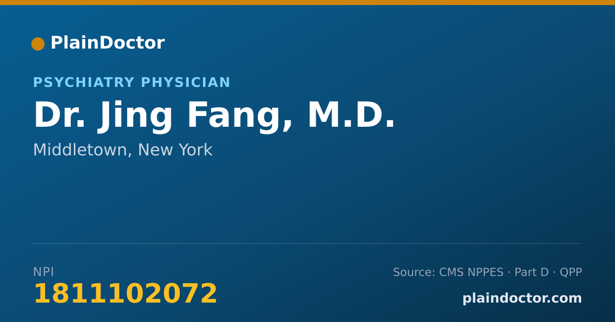 Shareable card for Jing Fang, M.D. - Psychiatry Physician, Middletown, NY