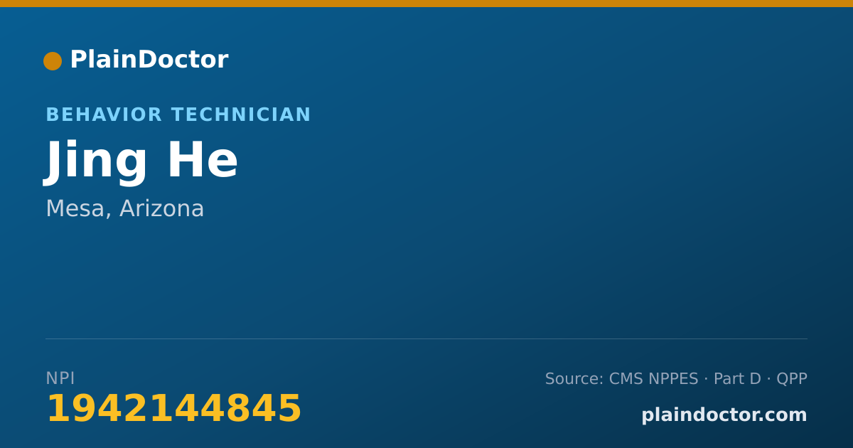 Shareable card for Jing He - Behavior Technician, Mesa, AZ