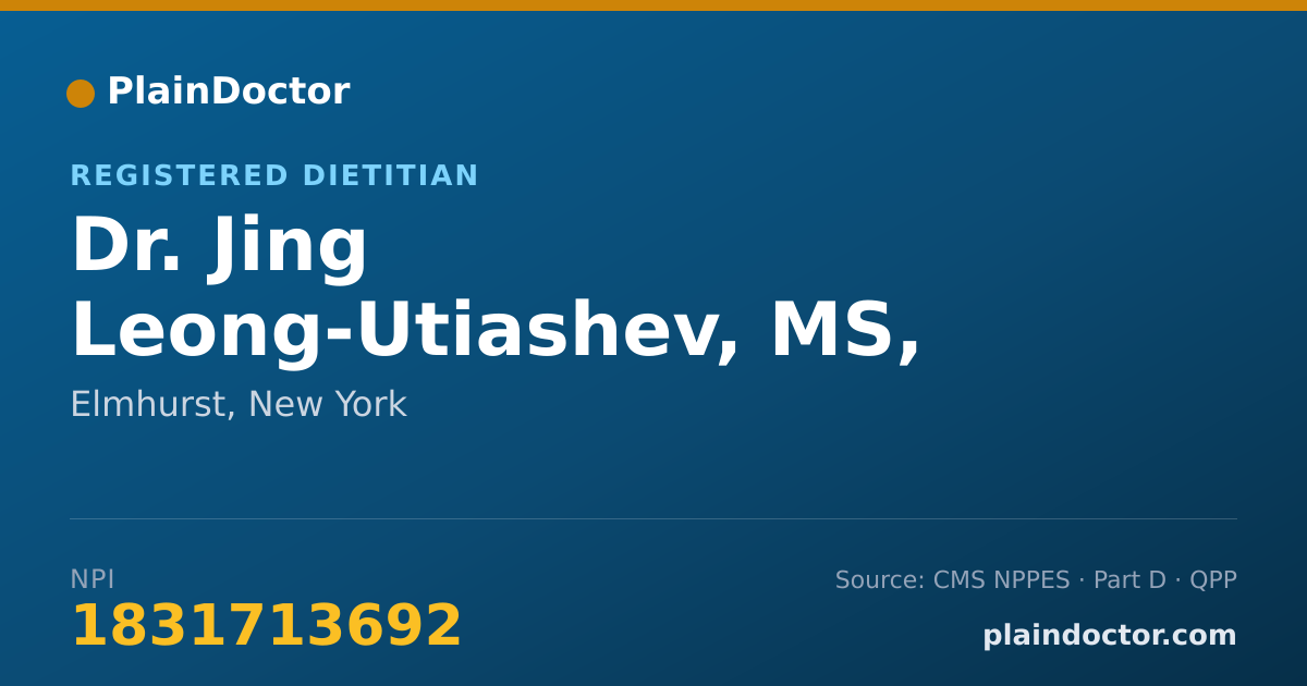 Shareable card for Jing Leong-Utiashev, MS, RD, CDN - Registered Dietitian, Elmhurst, NY