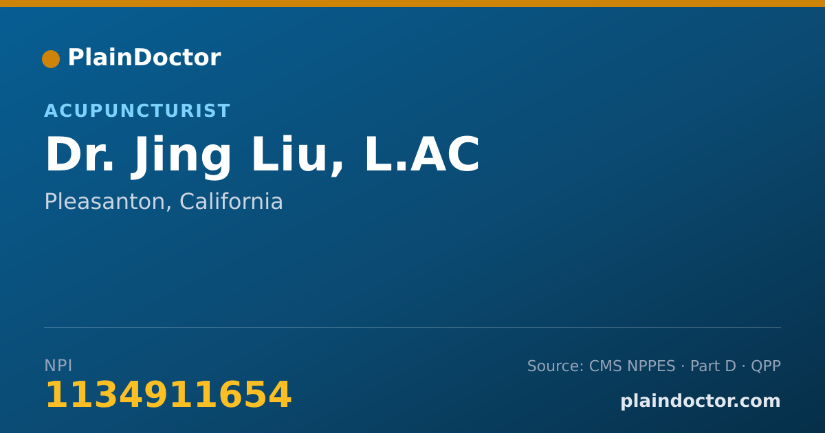 Shareable card for Jing Liu, L.AC - Acupuncturist, Pleasanton, CA