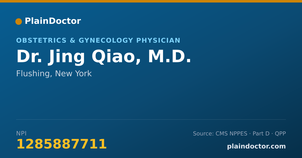 Shareable card for Jing Qiao, M.D. - Obstetrics & Gynecology Physician, Flushing, NY