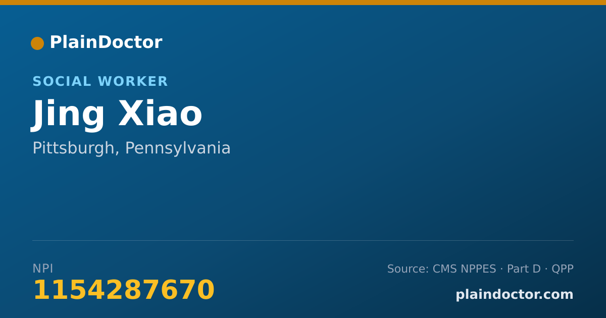 Shareable card for Jing Xiao - Social Worker, Pittsburgh, PA