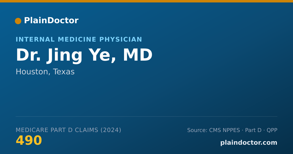 Shareable card for Jing Ye, MD - Internal Medicine Physician, Houston, TX
