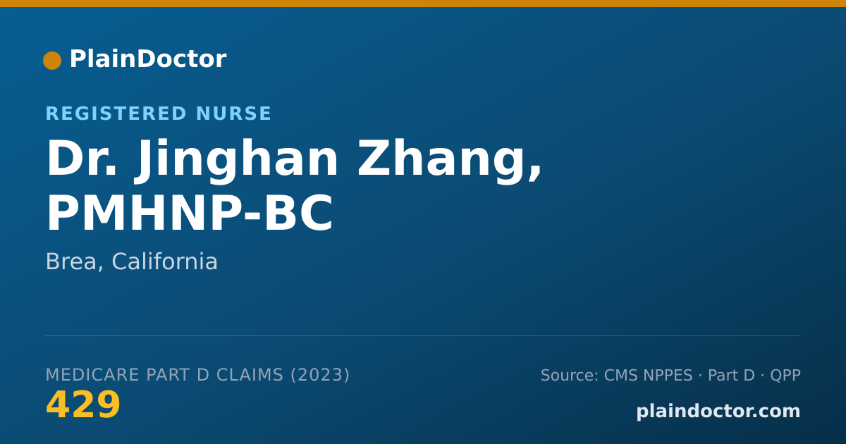 Shareable card for Jinghan Zhang, PMHNP-BC - Registered Nurse, Brea, CA