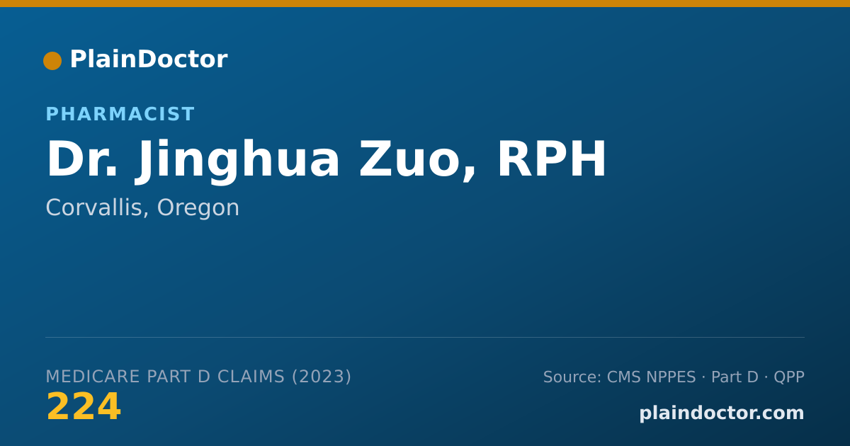 Shareable card for Jinghua Zuo, RPH - Pharmacist, Corvallis, OR