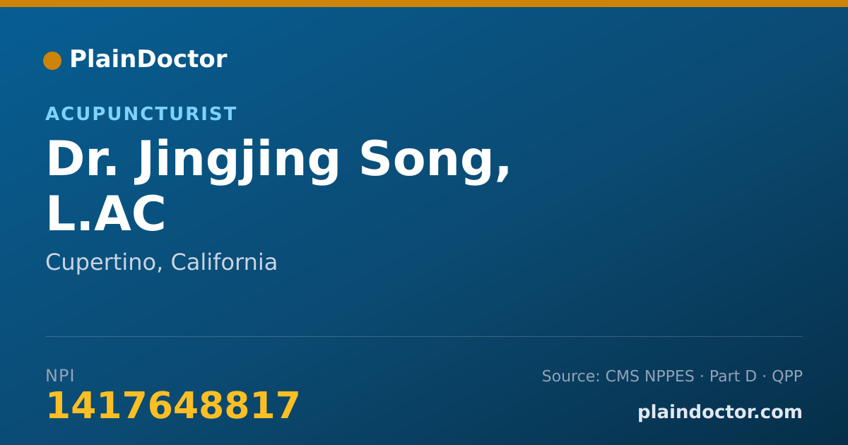 Shareable card for Jingjing Song, L.AC - Acupuncturist, Cupertino, CA