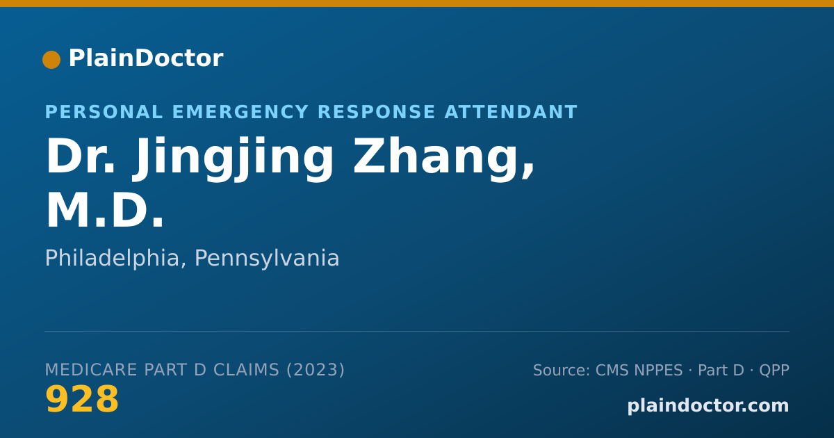 Shareable card for Jingjing Zhang, M.D. - Personal Emergency Response Attendant, Philadelphia, PA