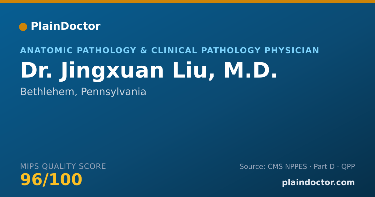 Shareable card for Jingxuan Liu, M.D. - Anatomic Pathology & Clinical Pathology Physician, Bethlehem, PA