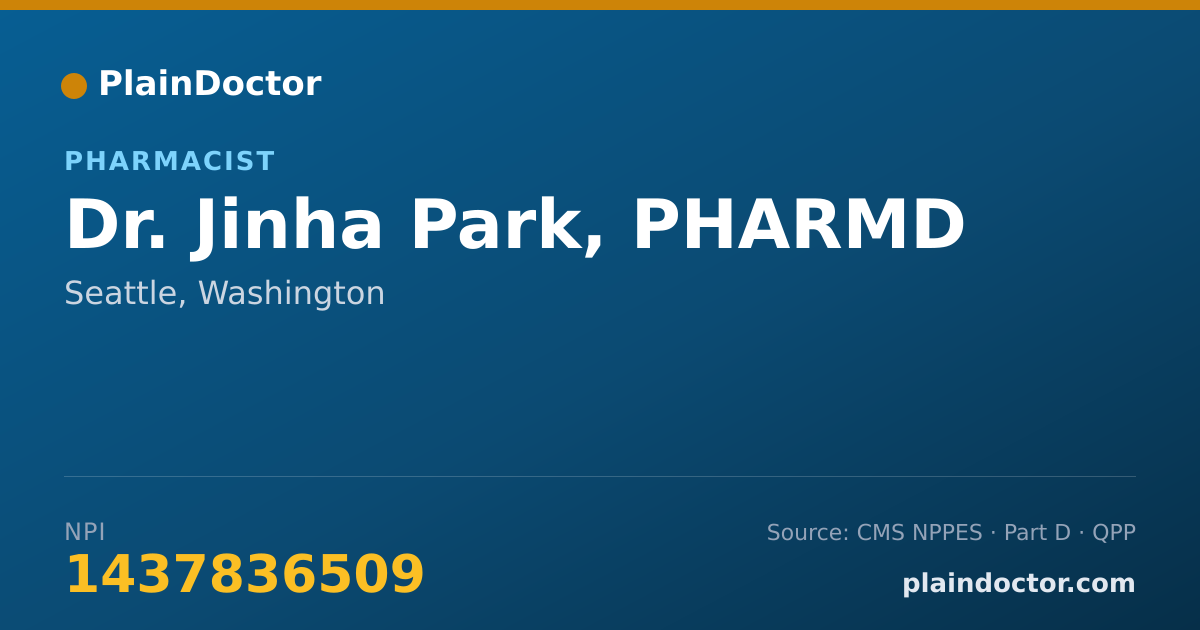 Shareable card for Jinha Park, PHARMD - Pharmacist, Seattle, WA