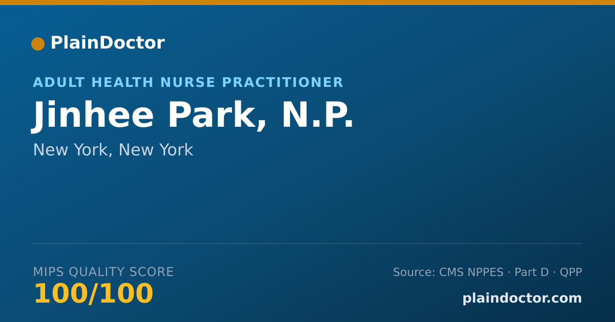 Shareable card for Jinhee Park, N.P. - Adult Health Nurse Practitioner, New York, NY