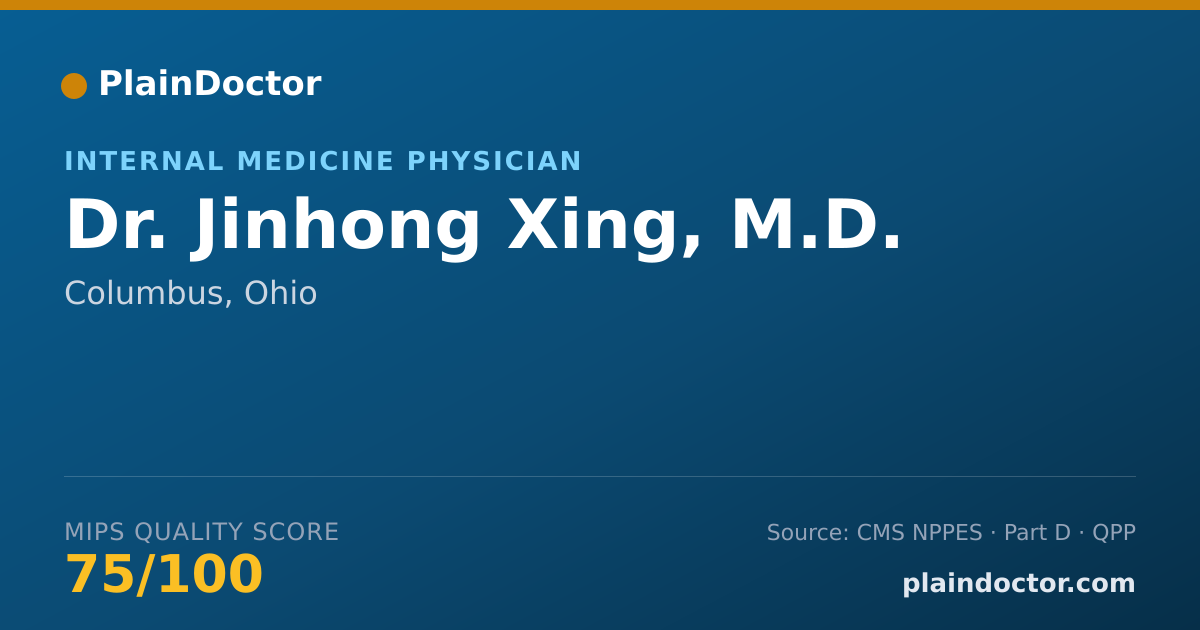 Shareable card for Jinhong Xing, M.D. - Internal Medicine Physician, Columbus, OH