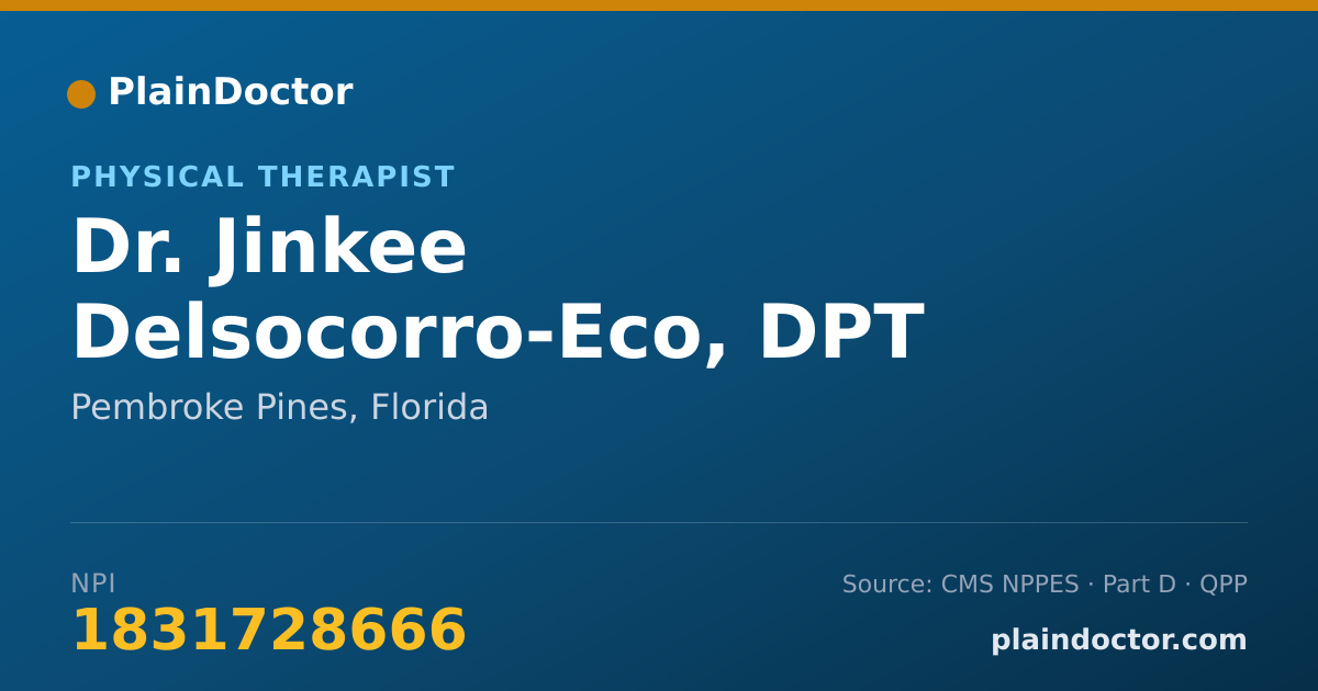 Shareable card for Jinkee Delsocorro-Eco, DPT - Physical Therapist, Pembroke Pines, FL