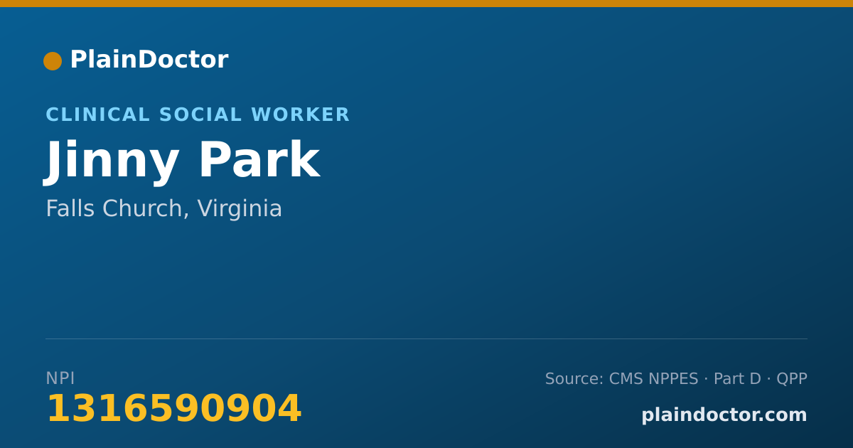 Shareable card for Jinny Park - Clinical Social Worker, Falls Church, VA