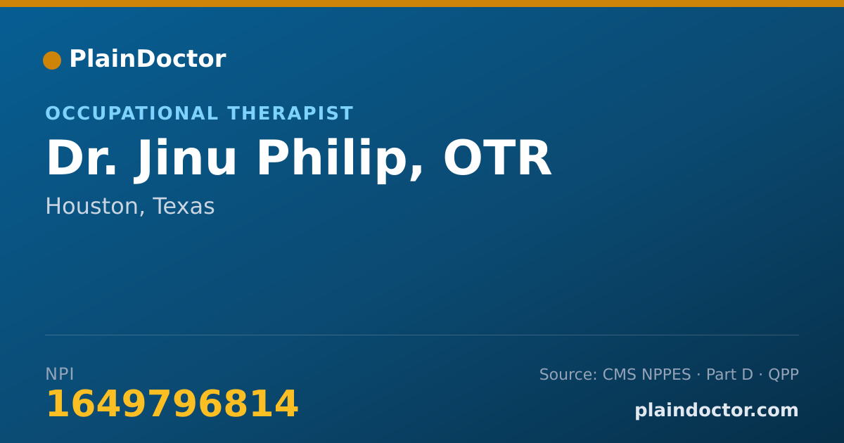 Shareable card for Jinu Philip, OTR - Occupational Therapist, Houston, TX