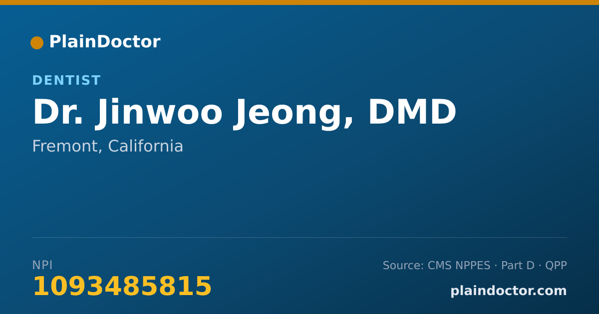 Shareable card for Jinwoo Jeong, DMD - Dentist, Fremont, CA