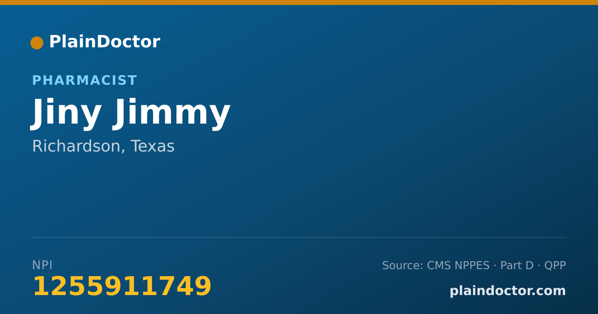 Shareable card for Jiny Jimmy - Pharmacist, Richardson, TX