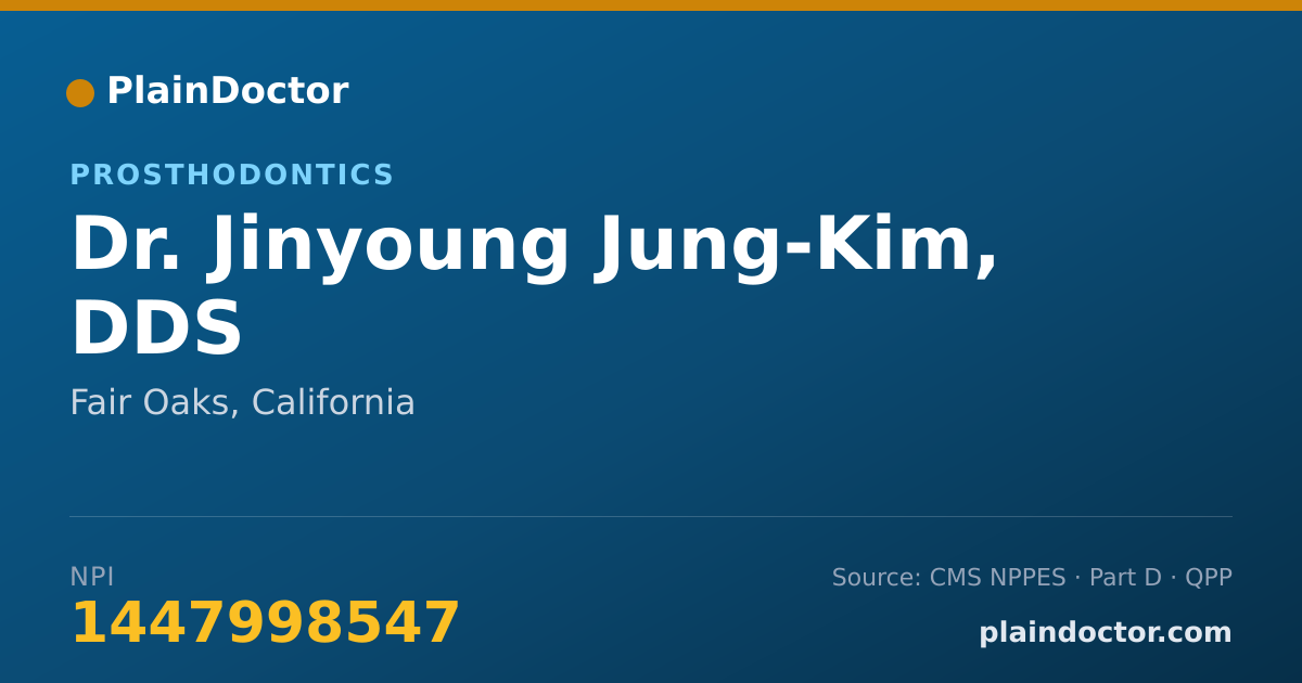 Shareable card for Jinyoung Jung-Kim, DDS - Prosthodontics, Fair Oaks, CA