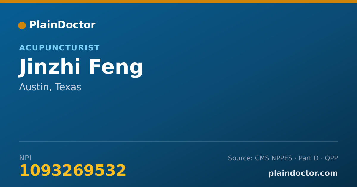 Shareable card for Jinzhi Feng - Acupuncturist, Austin, TX