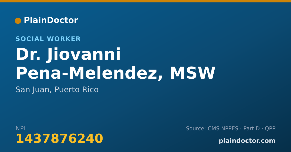 Shareable card for Jiovanni Pena-Melendez, MSW - Social Worker, San Juan, PR