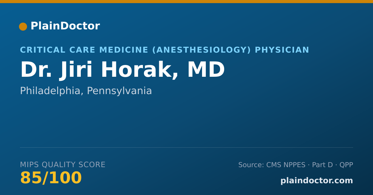 Shareable card for Jiri Horak, MD - Critical Care Medicine (Anesthesiology) Physician, Philadelphia, PA