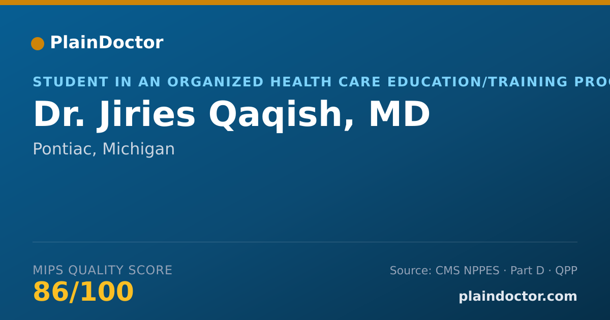 Shareable card for Jiries Qaqish, MD - Student in an Organized Health Care Education/Training Program, Pontiac, MI