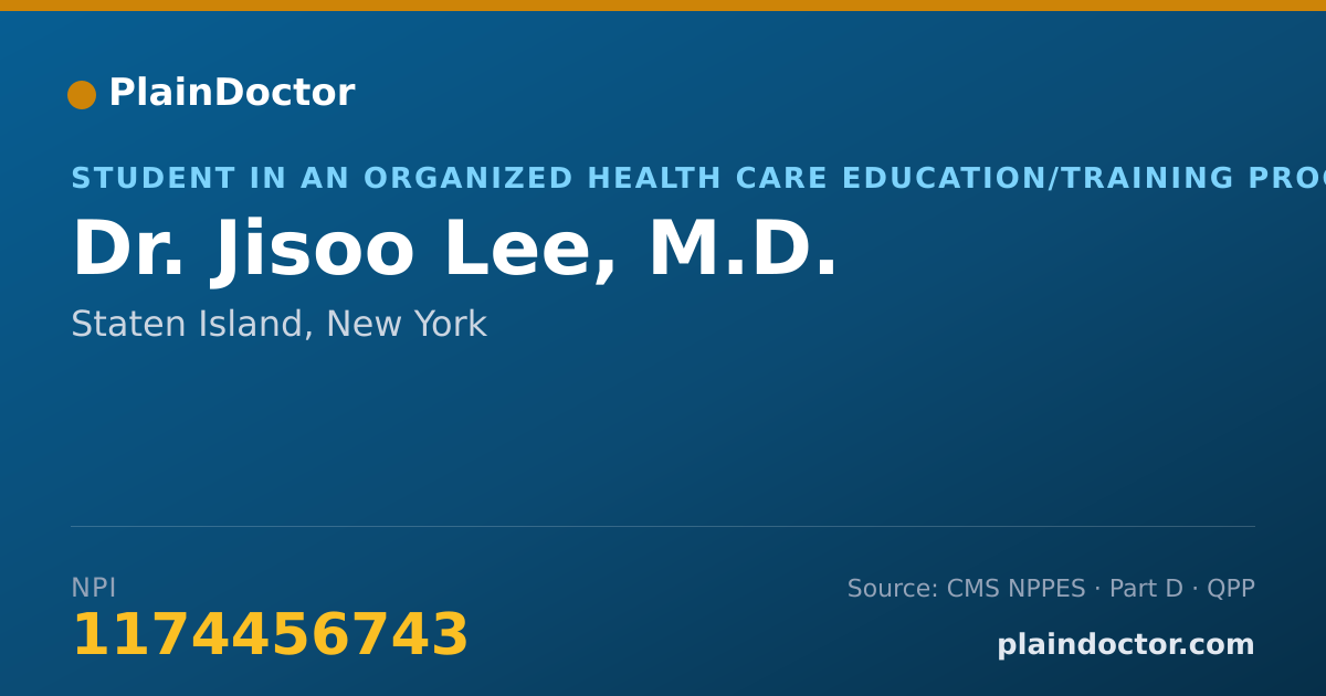 Shareable card for Jisoo Lee, M.D. - Student in an Organized Health Care Education/Training Program, Staten Island, NY