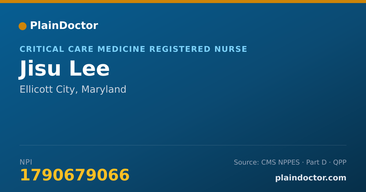 Shareable card for Jisu Lee - Critical Care Medicine Registered Nurse, Ellicott City, MD