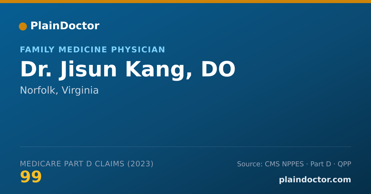 Shareable card for Jisun Kang, DO - Family Medicine Physician, Norfolk, VA