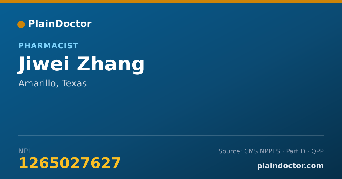 Shareable card for Jiwei Zhang - Pharmacist, Amarillo, TX